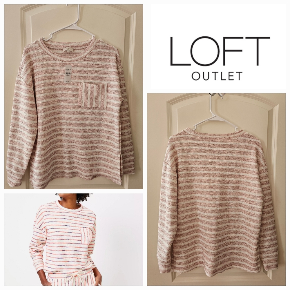 Loft Outlet Striped Terry Pocket Top